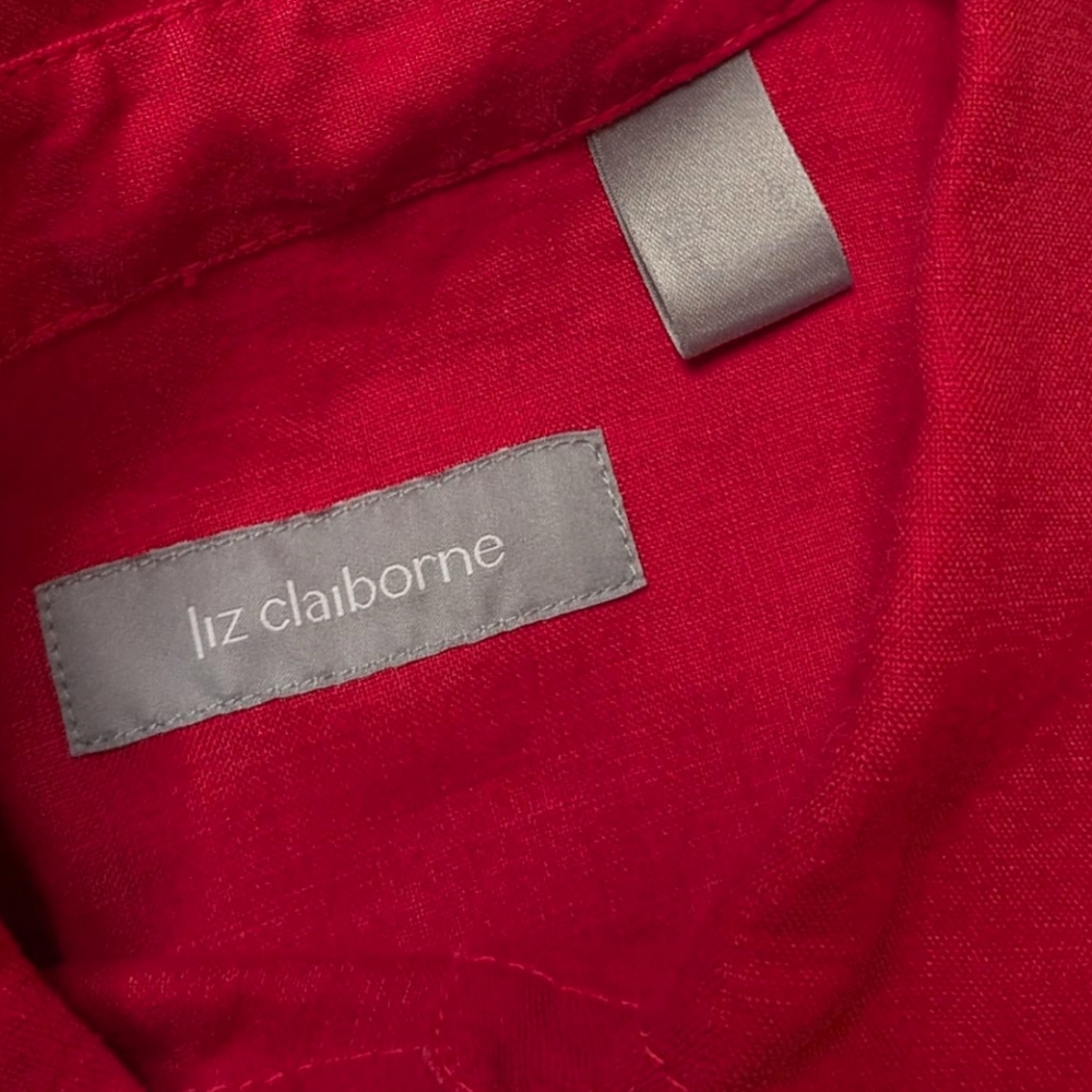 Liz Claiborne Crimson Red Work Shirt Professional Button Up Top XL - Picture 7 of 9